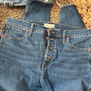 Madewell skinny jeans frayed ankle